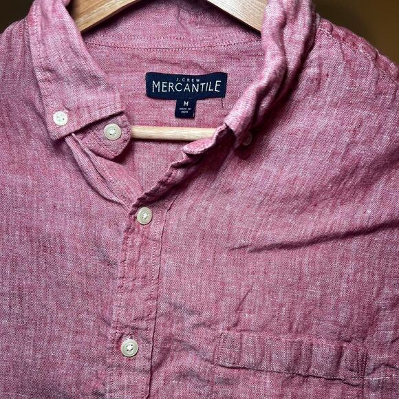 J crew red linen button up - Picture 5 of 6